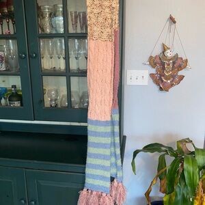 Colorful Free People Knit Scarf with Fringe